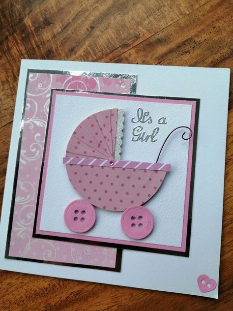 Handmade baby girl card New Baby Girl Cards Handmade, Baby Cards Handmade Girl, Baby Girl Card, Baby Cards Handmade, Welcome Baby Girls, Girls Handmade, Baby Card