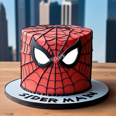 Spidey Cake Ideas, Simple Spiderman Cake, Spiderman Cake Birthday For Kids, Dort Spiderman, Spiderman Cake Birthday, Spidey Cake, Minecraft Cake Designs, Spidey Party, Man Cakes