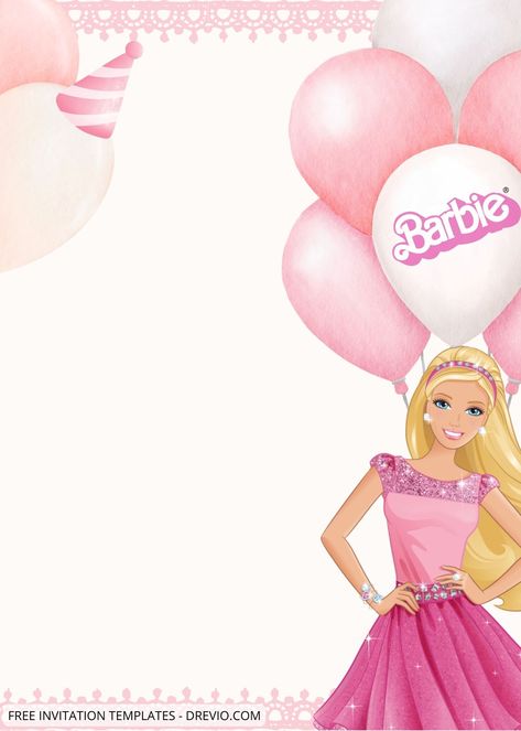 10+ Pink Barbie Party Canva Birthday Invitation Templates | Download Hundreds FREE PRINTABLE Birthday Invitation Templates Barbie Frames Birthday Parties, Barbie Birthday Invitation Template, Barbie Blank Invitation, Barbie Invations, Barbie Invitations Template, Free Printable Barbie Invitations, Barbie Editable Invitation, Birthday Invitations Barbie, Barbie Template Invitation