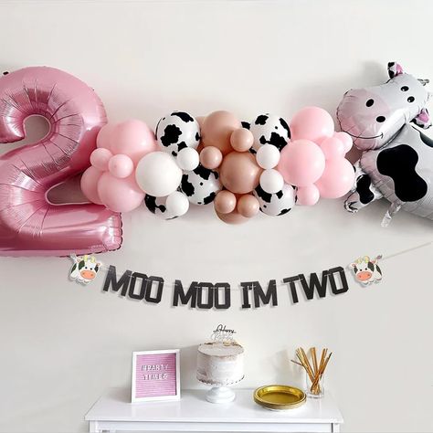 PRICES MAY VARY. Occasion: This Moo Moo I'm Two birthday party decorations will make your baby's second birthday party more intense party atmosphere, you can decorate on walls, doors, trees, fireplaces, outdoor indoors, etc High-quality material: Using high-quality black glitter cardstock, they are very durable and will not tear and fade easily over time, you can display them for a long time. SIZE AND PACKAGE: Each letter measures approximately 5 inches. The total length of the banner is about 6