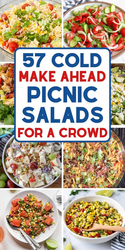 Summer salads recipes Easy Salads For A Crowd, Cold Potluck Dishes, Cookout Salad, Summer Salads For A Crowd, Summer Salads For Bbq, Salads For Bbq, Summer Picnic Salads, Picnic Salad Recipes, Salads For Picnics