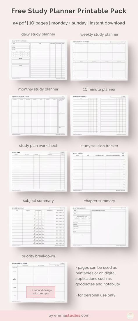 Study Planning, Studie Hacks, Planning School, Study Planner Printable, Study Schedule, Printable Planner Pages, School Planner, Study Plan, College Planner