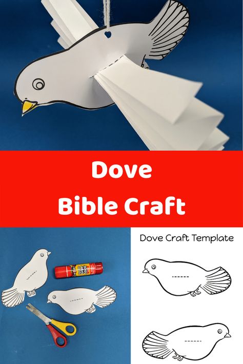 Easy to make kids Dove craft included free template and instructions. Ideal to use for the Baptism of Jesus Bible craft as the Holy Spirit comes down like a dove. Jesus Baptism Craft, Dove Craft, Baptism Craft, Holy Spirit Craft, Baptism Of Jesus, Jesus Crafts, Preschool Bible Lessons, Children's Church Crafts, Bible Activities For Kids