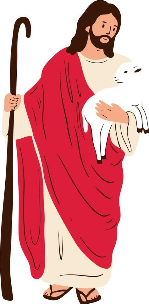 Jesus the Good Shepherd Illustration Good Shepherd Craft, Shepherd Illustration, Jesus Shepherd, Jesus Miracles, Jesus The Good Shepherd, Jesus Good Shepherd, Vector Infographic, Good Shepherd, The Good Shepherd