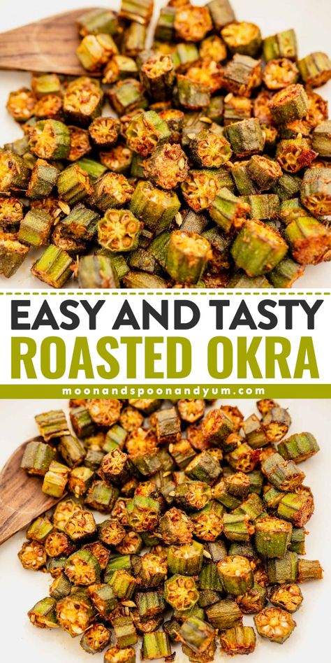 My simple and delicious roasted okra recipe turns the biggest okra skeptics into okra lovers! This tasty side dish is smoky and savory with a delightful texture. Frozen Okra Recipes, Oven Roasted Okra, Baked Okra, How To Cook Okra, Roasted Okra, Okra Recipe, Okra Recipes, Party Dishes, Veggie Side Dishes