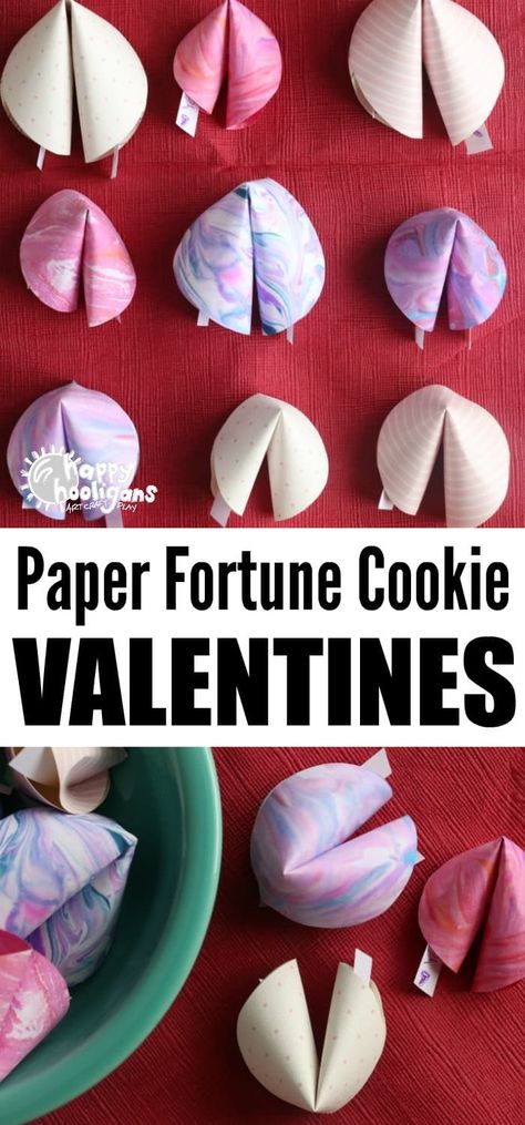 These paper fortune cookies are easy to make and fun for kids to give to their friends and classmates for Valentine's Day. Great last minute Valentine's craft for kids! See the video how-to in the post! #HappyHooligans #ValentinesCrafts #KidsCrafts #CraftsForKids #PaperCrafts #FortuneCookies  via @https://www.pinterest.com/happyhooligans/ Cookies For Kids To Make, Valentines Craft For Kids, Paper Fortune Cookies, Valentines Paper, Paper Valentines, Poppy Craft, Valentines Craft, Fortune Cookies, Halloween Crafts Decorations