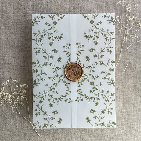 ✦ ITEM DETAILS ✦ printed Vellum wrap *  size 5 (W) x 7 (H) inches when folds - fit the invitation up to 5 inch wide card/ up to 120lb cardstock or 1/8 inch thick acrylic invitation == please measure your card and make sure the size of the card prior to ordering the vellum wraps == 29 lb white translucent vellum paper * flat color ink printed * hand scoring & folded * ready to use * ✦ Not included- Printed invitation cards and any other items (insert cards, envelopes, strings, wax seals and etc.) ✦ Printing Colors may vary in between screen and physical copy ✦ There are slight differences in colors between different printing batches. It is not considered an error and it will happen in colors of a sample order and next qty of order. ✦ NO cancellation & NO refund accepted, since the productio Bday Invitation Card, Vellum Save The Date, Spiritual Wedding, Floral Vellum, Wedding Invatations, Elven Wedding Dress, Vellum Jacket, Printed Vellum, Vellum Wrap