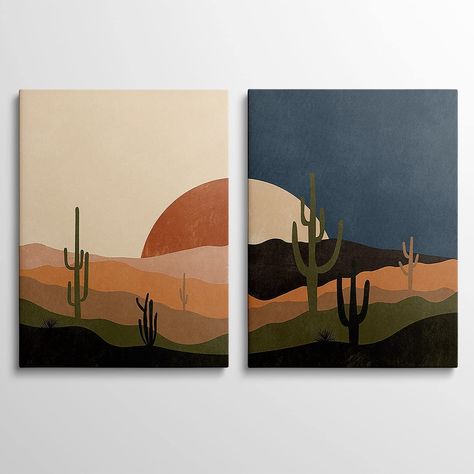 Two Paintings, Boho Painting, Simple Canvas Paintings, Easy Canvas Art, Soyut Sanat Tabloları, Canvas Painting Designs, Modern Wall Art Canvas, Small Canvas Art, Abstract Art Landscape