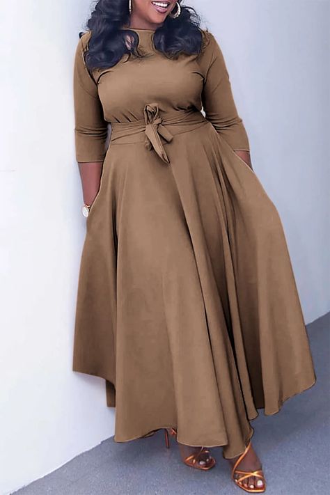 Xpluswear Plus Size Red Casual Round Neck With Pocket Wrap Maxi Dress Brown-L/10-12 PlusSizeSummerStyle #summervivibes #plussizefashionista #ootd #plussizequeen #plussize #summerfashion. https://whispers-in-the-wind.com/the-ultimate-plus-size-outfit-guide-summer-in-style/?452 Professional Outfits, Modest Plus Size Fashion, Plus Size Red, Wrap Maxi Dress, Fat Women, Plus Size Maxi, Plus Size Maxi Dresses, Maxi Wrap Dress, Modest Outfits