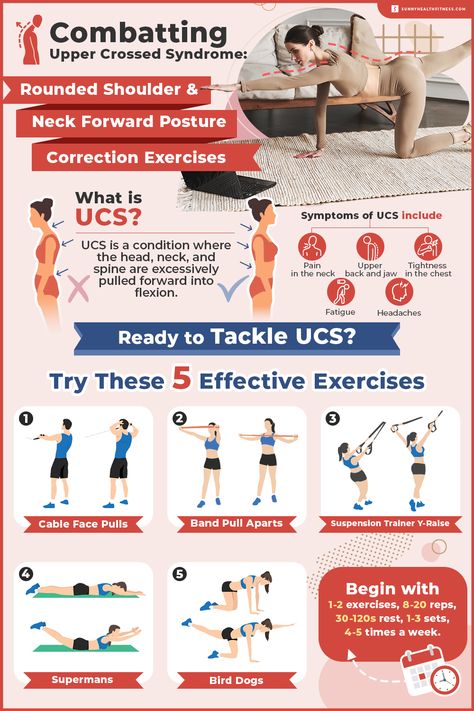 Combatting Upper Crossed Syndrome: Rounded Shoulder & Neck Forward Pos Upper Cross Syndrome Exercises, Rounded Shoulder Exercises, Forward Head Posture Correction, Dynamic Stretching Exercises, Upper Cross Syndrome, Myofascial Pain Syndrome, Forward Head Posture Exercises, Posture Correction Exercises, Neck And Shoulder Exercises