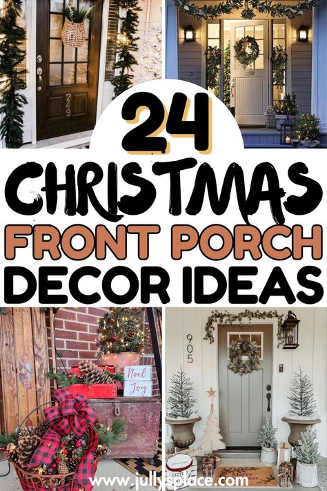 Christmas Front Porch Decor Ideas, christmas front porch decor, front porch christmas decor Christmas Wrap Around Porch Decor, Christmas Light Front Porch, Porch Pillars Christmas Decorations, Christmas Outdoor Pots Front Doors, Cute Christmas Porch Ideas, Simple Outdoor Xmas Decor, North Pole Porch Decor, Outdoor Christmas Decor Ranch Style House, Rustic Porch Christmas Decor