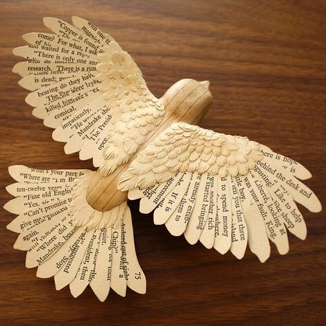 Bird Sculptures, Paper Art Sculpture, Paper Feathers, Paper Mache Art, Paper Mache Sculpture, Paper Birds, Book Sculpture, Bird Sculpture, Paper Cutout