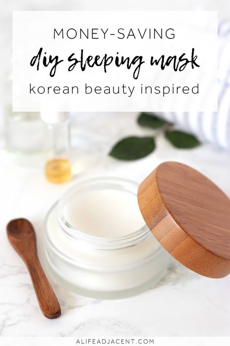 DIY Sleeping Mask. Save money on expensive nighttime beauty products. Wake up to dewy, glowing skin with this easy homemade sleeping mask! Inspired by Korean skin care, this overnight face mask helps keep your skin moisturized all night long. It won’t clog pores, and it contains no fragrances, essential oils, or coconut oil. Suitable for dry, sensitive, and mature skin types. #alifeadjacent Diy Sleeping Mask, Korean Sleeping, Diy Overnight Face Mask, Face Mask For Dry Skin, Dry Skin Diy, Sleeping Masks, Overnight Face Mask, Mask For Dry Skin, Korean Skin Care