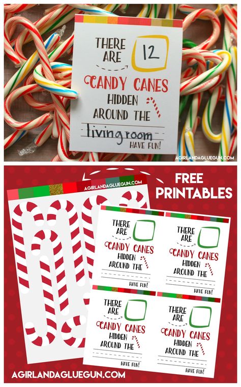 Last year I found myself with tons of leftover candy canes from our fun candy cane game .   So we came up with a fun game…candy cane hunt!  We just hide candy canes all around the room and the kids have to find them! Think how fun to put this on the front door when they … Candy Cane Hunt, Candy Cane Scavenger Hunt, Candy Cane Game, Christmas Bingo Cards, Diy Christmas Candy, School Christmas Party, Christmas Tea Party, Craft Christmas Gifts, Christmas Candy Gifts