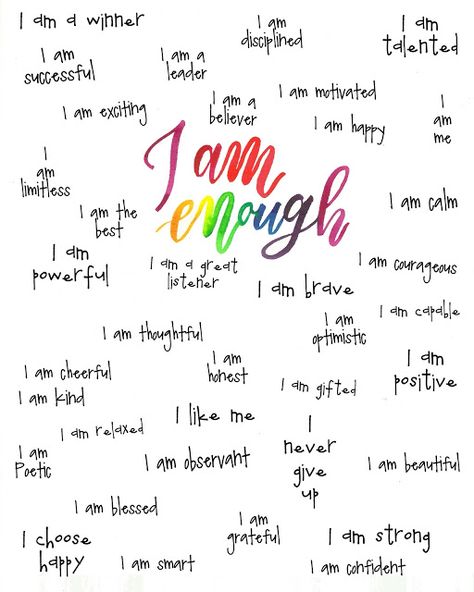 I Am Enough Quotes, Enough Quotes, I Am Quotes, Enough Is Enough Quotes, Positive Affirmations For Kids, Printable Inspirational Quotes, Affirmations For Kids, Inspirational Printables, I Am Enough