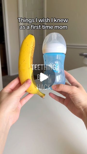 Nataliia | Motherhood | Lifestyle on Instagram: "Teething baby hack 💛🍌 easy to made for mom and relieving & tasty for the baby #teethingbaby #teethinghacks #babyteethers #momhacks #momtips #momtipsandtricks #firsttimemom #sahm #momlife #fyp" Diy Teething Remedies, Teething Baby Hacks, Breast Milk Popsicles For Teething, Teething Hacks For Infants, Baby Hacks New Moms Tips, Mom Hacks Newborn, New Mom Hacks, Teething Symptoms Baby, Natural Teething Remedies Baby