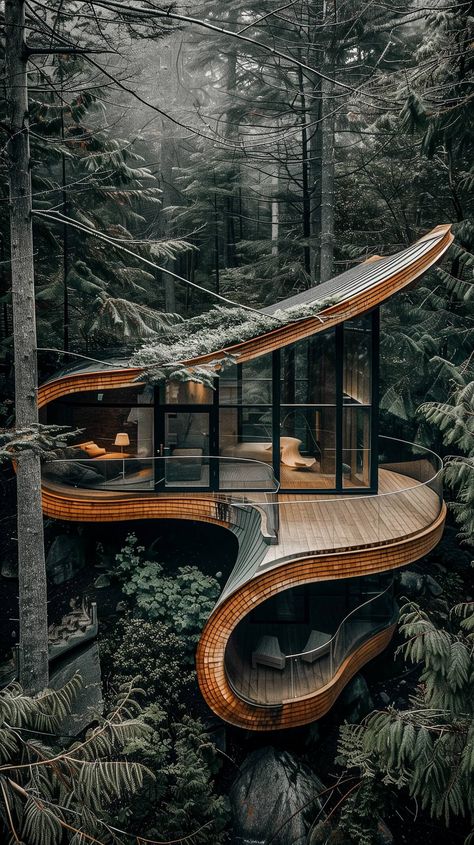 Fantasy House, Tree House Designs, House In Nature, Unique House Design, Unique Houses, Forest House, Design Your Dream House, Dream House Exterior, House Architecture Design