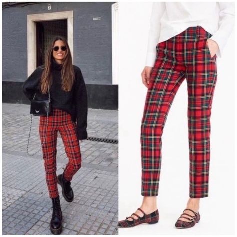 Nwt J. Crew Pant Trouser Cameron Wool Tartan Plaid Holiday Lined Pockets Red Green Blue Yellow Size 6 Tall Long Style# H3739 Waist Is 16 Inches Inseam Is 29 Incehs Length Is 39 Inches Tu13 W Plaid Pants Graphic Tee Outfit, Dc Fits, Checkered Trousers, Stretchy Dress Pants, Cotton Capri Pants, Black Slim Pants, Slim Dress Pants, Pant Trouser, Tartan Pants