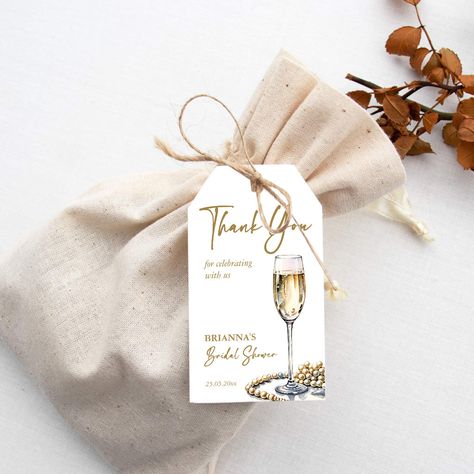 Pearls and prosecco bridal shower elegant thank you favor tags,  watercolor champagne white wine glass and pearls simple minimalist bridal shower thank you tags Bridal Shower Favours, Watercolor Champagne, Pearls And Prosecco, Bridal Shower Elegant, Mini Champagne Bottles, Mini Champagne, Champagne Bottles, Couple Shower, Thank You Tags