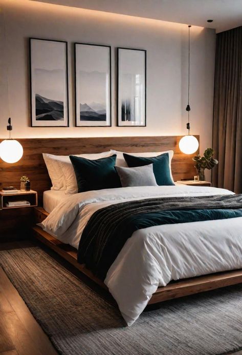 39 Modern Bedroom Designs: Where Comfort Meets Sleek Style Bilik Tidur Lelaki, Bilik Tidur Minimalis, Bilik Tidur Kecil, Bilik Tidur Mewah, Idea Bilik Tidur, Neutral Bed, Reka Bentuk Bilik Tidur, Hiasan Dalaman Rumah, Reka Bentuk Dalaman