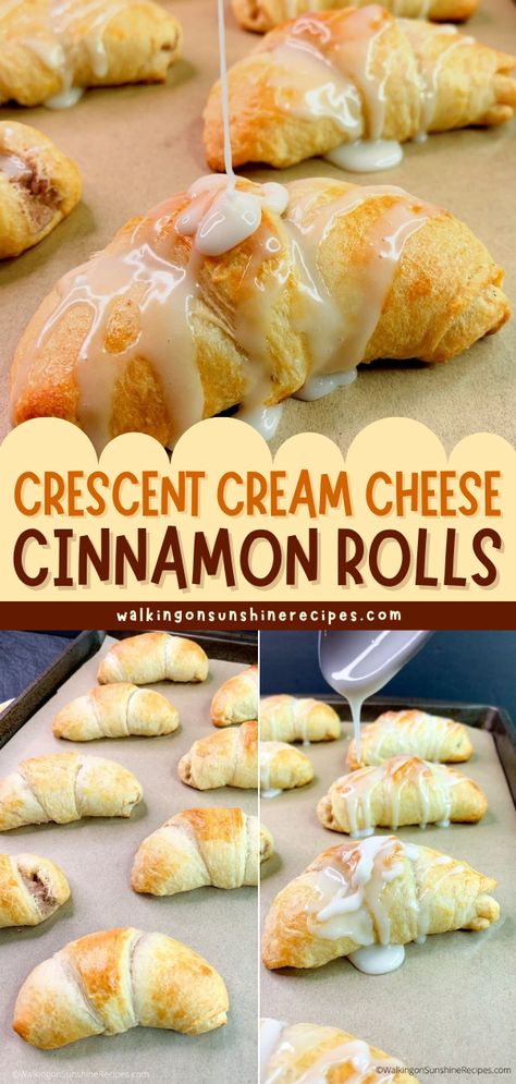 Cresent Cheese Danish Crescent Rolls, Cinnamon Rolls Homemade Easy Crescent Rolls, Breakfast Ideas Cresent Roll, Breakfast Ideas Using Cream Cheese, Snacks To Make With Crescent Rolls, Cinnamon Cream Cheese Crescent Roll Bake, Cream Cheese Filled Cinnamon Rolls, Refrigerated Crescent Roll Recipes, Store Bought Crescent Roll Recipes