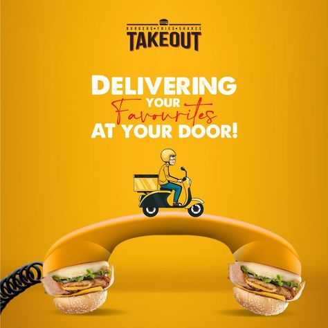 Essen, Food Delivery Poster Design, Takeout Illustration, Food Delivery Creative Ads, Delivery Poster Design, Genius Marketing, Restaurant Ads, Delivery Poster, Photoshop Work