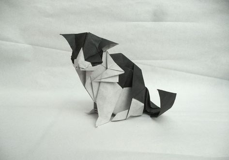 25 Purr-fect Origami Cats, Fur Real, I'm not Kitten... Origami Cat Instructions, Cat Origami, Origami Easy Step By Step, Origami Mouse, Origami Cat, Tutorial Origami, Origami Ball, Origami Bookmark, Cat Book