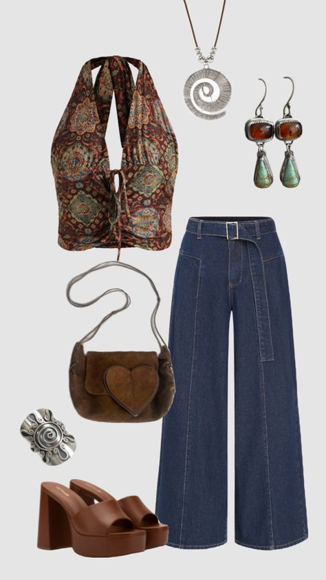 70s inspired boho outfit #outfitinspo #vintage #70s 70’s Outfit, 70s Style Outfits, 70s Inspired Outfits, 70 Outfits, Outfits 70s, 70s Inspired Fashion, Boho Outfit, 70s Outfits, Thrifted Outfits