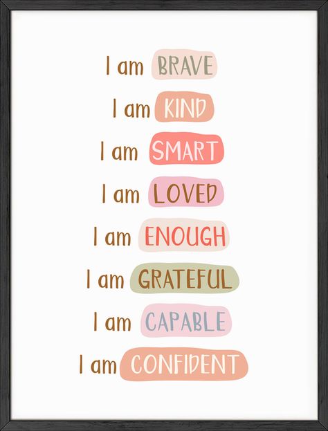 Haus And Hues, Positive Affirmations For Kids, Number Labels, Affirmation Posters, Affirmations For Kids, Daily Mantra, I Am Affirmations, Inspirational Quotes Wall Art, Positive Self Talk