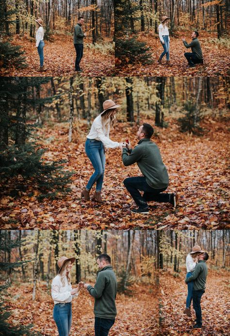 Surprise Proposal Poses, Fall Proposal Outfits For Her, Fall Proposal Ideas Autumn, Outdoor Fall Proposal Ideas, Thanksgiving Proposal Ideas, Fall Proposal Ideas Engagement, Pumpkin Patch Proposal, Nature Proposal Ideas, Simple Engagement Ideas Proposal