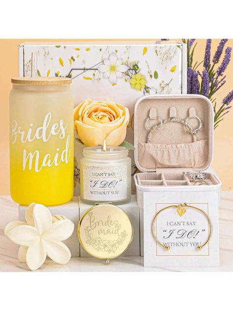 Bridesmaid Gifts  Collar  Glass   Embellished   Kitchen & Dining Bridesmaid Kit, Honorary Bridesmaid, Will You Be My Bridesmaid Gifts, Bridesmaid Mug, Yellow Bridesmaids, Gifts For Wedding, Bridesmaid Luncheon, Gifts Bridesmaid, Bridesmaid Gift Boxes