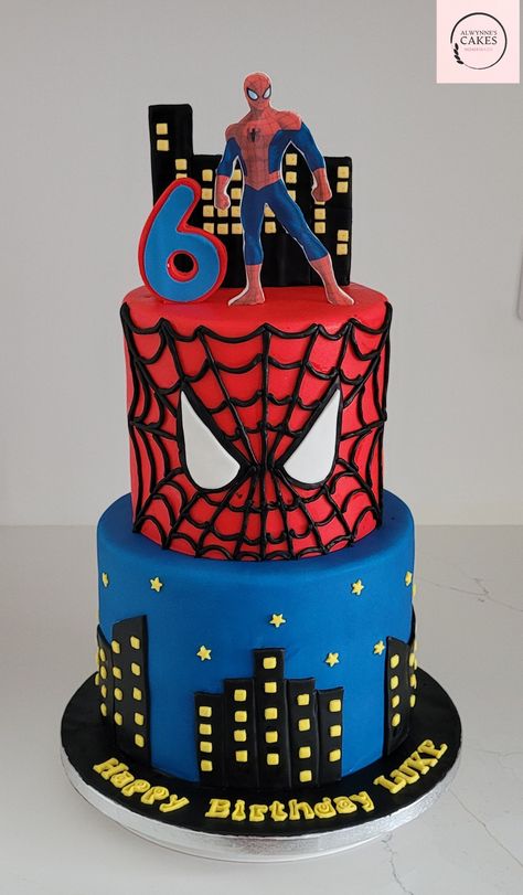 Cake Designs Birthday Spiderman, Spiderman Icing Cake, Spider Man Birthday Cake Diy, Spiderman Cake Ideas Spider Man 3rd Birthday, Spiderman Tier Cake, Spiderman Cake For Boys, Two Tier Spiderman Cake, Spiderman Cake 3rd Birthday, Spider Man Birthday Cakes For Boys