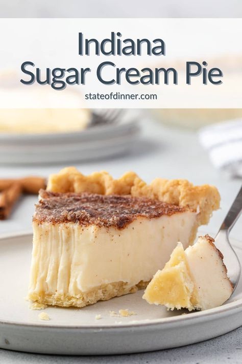 This Old Fashioned Sugar Cream Pie is creamy and sweet, with a texture similar to crème brûlée. It uses simple ingredients and takes just a few minutes to prepare. But it tastes impressive and that's why you'll love it! Essen, Old Fashioned Sugar Cream Pie, Sugar Cream Pie Recipe, Sugar Cream Pie, Crumble Pie, Cake Mug, Easy Pie Recipes, Cream Pie Recipes, Easy Pie