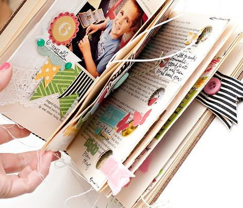 11 Ways to Use Old Books for Scrapbooking Vika Papper, Scrap Album, Album Scrapbooking, Mini Scrapbook, Do It Yourself Projects, Photo Scrapbook, Handmade Books, Open Book, Scrapbook Journal