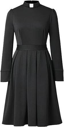 Elegant Dresses Long Sleeve, Ministry Apparel, Clergy Women, Church Attire, Fancy Suit, Black Dress With Sleeves, Elegant Maxi Dress, Classy Work Outfits, Dress A Line