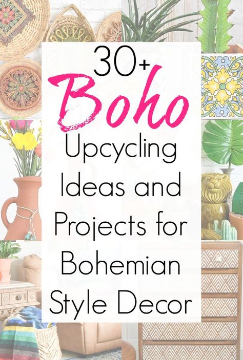 Bohemian style decor doesn't have to cost a fortune or require world travel to exotic locales. A little thrift shopping and some upcycling projects can scratch that itch without spending much money. And these upcycling ideas for Bohemian decor on a budget will surely inspire you! #bohodecor #bohohome #bohohomedecor #upcyclingideas #upcyclingprojects #bohemiandecor #Bohemianhome #bohemianstyledecor Bohemian Diy, Wooden Beds, Bohemian Style Decor, Modern Boho Decor, Upcycling Projects, Diy Boho Decor, Upcycling Ideas, Basket Wall Decor, Decor On A Budget