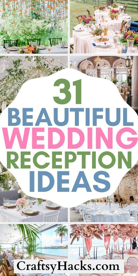 Plan the perfect wedding reception with these creative wedding reception ideas to make your wedding day extra special. Explore our cheap wedding ideas & see how to create a beautiful low-cost reception. Decor Ideas For Wedding Reception, Cute Ideas For Wedding Reception, Small Outdoor Reception Ideas, Reception Party Decorations, Simple Beautiful Wedding Centerpieces, Flower Inspo For Wedding, Low Budget Reception Ideas, Wedding Decor For Reception, September Wedding Reception Ideas