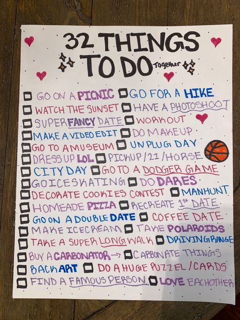 To Do List With Girlfriend, Boyfriend And Girlfriend Bucket List, Boyfriend And Girlfriend Date Ideas, Activities For Boyfriend And Girlfriend, Fun Date Ideas With Boyfriend, Dates By Yourself Aesthetic, Diy Book For Girlfriend, Activities With Boyfriend Aesthetic, Love Book For Girlfriend