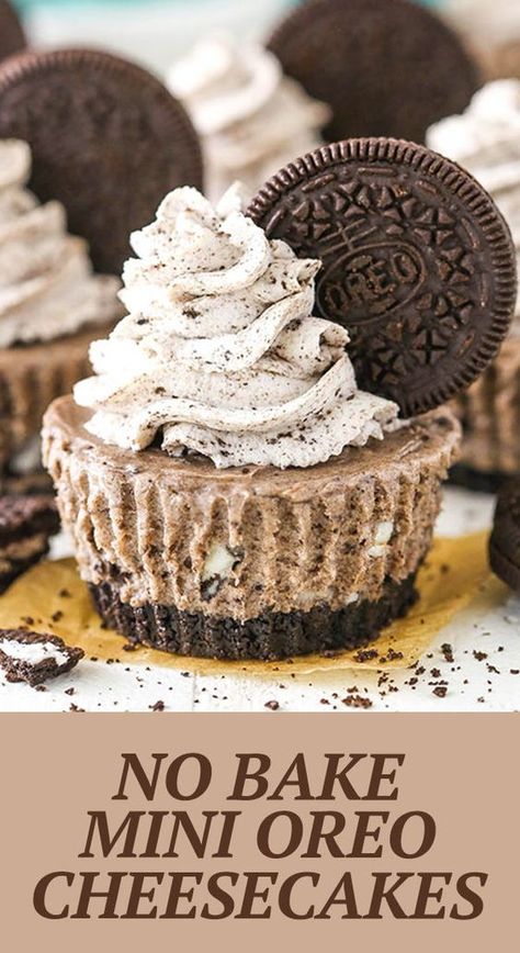 Carla Bonita Cheesecake Desserts Recipes, No Bake Oreo Cheesecake, Holiday Desserts Christmas, Easy Dessert Recipes Quick, Yummy Desserts Easy, Mini Oreo, Dessert For Two, Oreo Crust, Recipes Chocolate