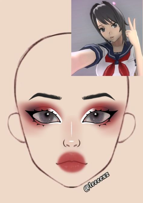 I don't support YanDev Face Charts, Colorful Eye Makeup Tutorial, Eye Makeup Guide, Asian Makeup Tutorials, Makeup Charts, Anime Eye Makeup, Gyaru Makeup, Makeup Drawing, Make Up Tutorials