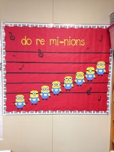 Music room bulletin board- change the minions to "singing things" Music Room Bulletin Boards, Room Bulletin Board, Music Classroom Bulletin Boards, Minion Classroom, Choir Classroom, Music Bulletin Board, Music Bulletin Boards, Music Classroom Decor, Future Music