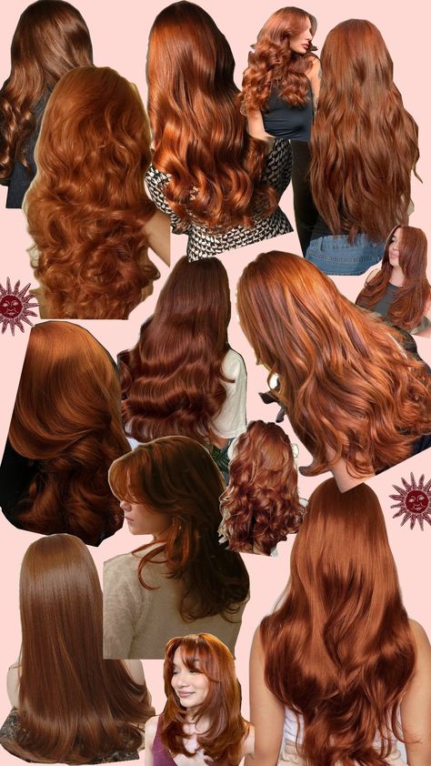 Aesthetic Copper Hair, Cold Copper Hair Color, Dark Orange Hair Dye, Copper Hair With Dark Eyebrows, Caramel All Over Hair Color, Autumn Ginger Hair, Copper Light Brown Hair, Dyed Copper Hair, Penny Hair Color