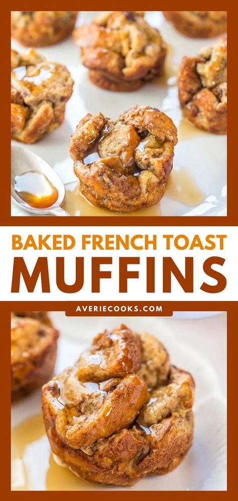 Baked French Toast Muffins, breakfast ideas, brunch party French Muffins, French Toast Bites, Chunky Chef, French Toast Muffins, Baked French Toast, Pet Things, Easy Muffin, Sweet Muffin, Classic Breakfast