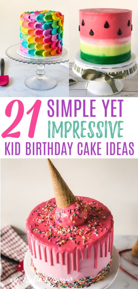 Need cool and creative kid birthday cake ideas? These kid cake ideas are perfect for beginner bakers, and your kids can help too! Each cake design has its own easy to follow tutorial and video to help you succeed. Here's to all the fantastic kid birthday cakes you'll make! #xokatierosario #kidsbirthdaycake #kidcakesideas #buttercreamcake #cakedecoratingtips Kids Cake Ideas, Kid Birthday Cake, Easy Kids Birthday Cakes, Diy Birthday Cake, Cake Decorating For Beginners, Homemade Birthday Cakes, Cake Decorating Classes, Simple Birthday Cake, Easy Cake Decorating