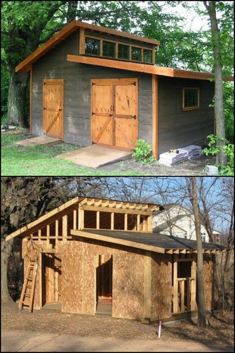 fenêtres et double toit 10 X 12 Shed Plans, Diy Storage Shed Plans, Nice Garden, Diy Storage Shed, Wood Shed Plans, Big Doors, Shed Dormer, Backyard Buildings, Garage Remodel