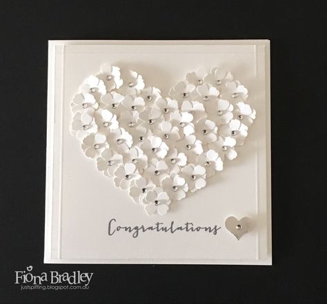 Congratulations - love heart flowers - wedding - engagement - Stampin' Up! - Just Spiffing by Fiona Bradley Homemade Wedding Cards, Wedding Shower Cards, Wedding Day Cards, Wedding Card Diy, Daisy Cards, Heart Flowers, Wedding Cards Handmade, Karten Design, Beautiful Handmade Cards