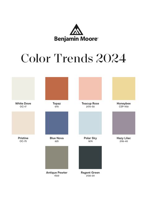 Color Trends 2024, 2024 Color, Pola Bordir, Color Trends Fashion, Benjamin Moore Colors, Hus Inspiration, Color Palette Design, Colour Pallette, Colour Pallete