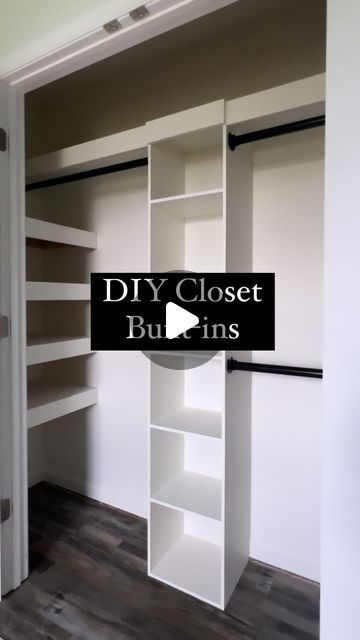 Inbuilt Closet Ideas, Built In Shelves Closet Organization, Diy Closet Build Simple, Inset Closet Ideas, How To Extend A Small Closet, 6ft Closet Organization, Building Custom Closet, Diy Custom Reach In Closet, 6x6 Master Closet