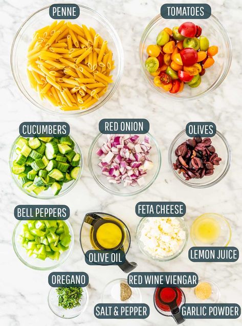 This simple Greek Pasta Salad recipe paired with a homemade dressing is fresh, bright, and filling. It's a perfect contribution for your next potluck or for your dinner table on a busy weeknight. #greeksalad #pastasalad #greekpastasalad Homemade Pasta Salad, Greek Chicken Pasta, Chicken Caesar Pasta, Greek Pasta Salad Recipe, Greek Pasta Salad, Caesar Pasta Salad, Chicken Caesar Pasta Salad, Caesar Pasta, Greek Salad Dressing