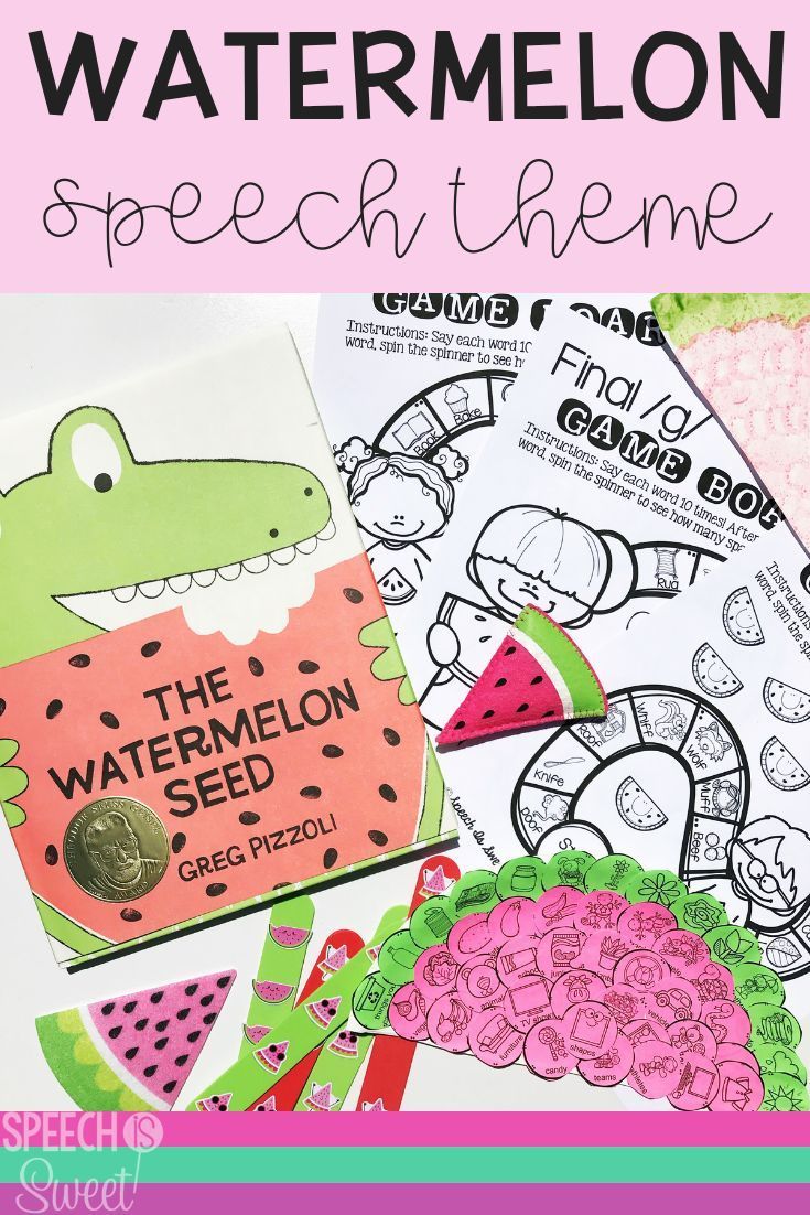 watermelon themed theme therapy for kids with text overlay that reads, the watermelon seed